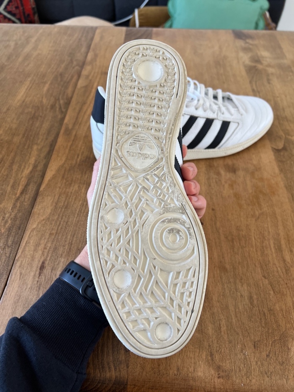 adidas Busenitz White and Black Leather Skate Sneakers - Picture 3 of 4